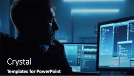  Presentation with computer attack - Theme consisting of computer-hacker-in-hoodie-obscured background and a black colored foreground