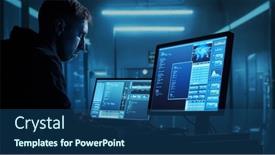  Presentation with dark web - Presentation enhanced with computer-hacker-in-hoodie-obscured background and a ocean colored foreground