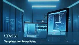  Presentation with dark web - Presentation theme with computer-hacker-in-hoodie-obscured background and a ocean colored foreground