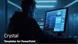  Presentation with computer hacker - Presentation design with computer-hacker-in-hoodie-obscured background and a black colored foreground