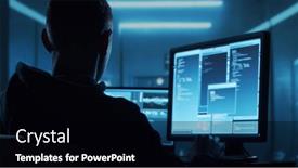  Presentation with computer hacker - Presentation theme consisting of computer-hacker-in-hoodie-obscured background and a black colored foreground