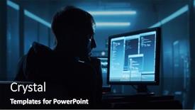  Presentation with computer hacker - Presentation theme with computer-hacker-in-hoodie-obscured background and a black colored foreground