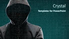  Presentation with internet security - Beautiful presentation featuring computer-hacker-in-mask backdrop and a ocean colored foreground