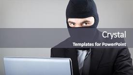  Presentation with computer hacker - Presentation featuring computer hacker in suit and tie background and a dark gray colored foreground