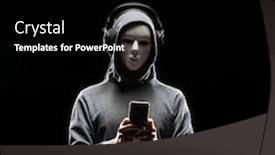  Presentation with hacker white - Cool new presentation theme with computer-hacker-in-white-mask backdrop and a black colored foreground