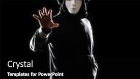  Presentation with hacker white - Audience pleasing PPT theme consisting of computer-hacker-in-white-mask backdrop and a black colored foreground