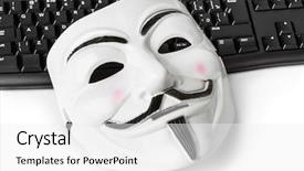  Presentation with hacker white - Amazing PPT layouts having computer hacker mask and keyboard backdrop and a white colored foreground
