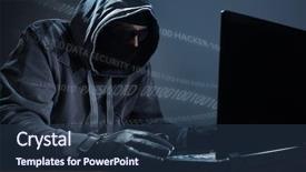  Presentation with identity theft - Amazing presentation theme having computer hacker stealing data backdrop and a tawny brown colored foreground
