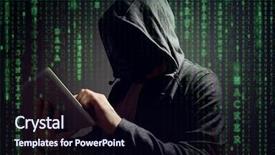  Presentation with cyber security ransomware - Audience pleasing PPT theme consisting of computer hacker with digital tablet backdrop and a wine colored foreground