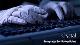  Presentation with computer hacker - Cool new slides with ask us contact information assistance advice concept backdrop and a gray colored foreground