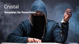  Presentation with computer hacker - Amazing presentation design having computer-hacker-working-in-dark backdrop and a ocean colored foreground