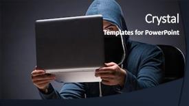  Presentation with phishing - Colorful presentation theme enhanced with computer hacker working in dark backdrop and a dark gray colored foreground