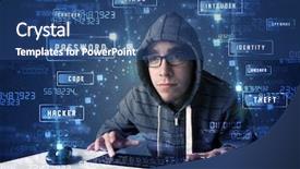  Presentation with programing - PPT theme featuring computer hacking - hacker programing in technology enviroment background and a  colored foreground