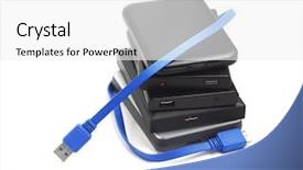 Presentation with hard disk drive - Cool new slide deck with computer hard disks and usb backdrop and a white colored foreground