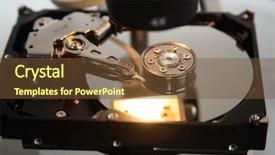  Presentation with flaws - Presentation consisting of computer hard drives are important background and a tawny brown colored foreground