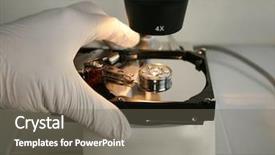  Presentation with flaws - Presentation theme enhanced with computer hard drives are important background and a gray colored foreground