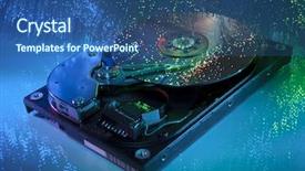  Presentation with hard disk - Audience pleasing presentation theme consisting of computer hard drives with technology backdrop and a  colored foreground