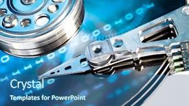  Presentation with hardware computer - Amazing theme having computer hardware - close up of hard disk backdrop and a ocean colored foreground