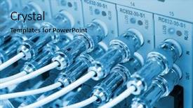  Presentation with internet communication - Audience pleasing slides consisting of computer hardware - communication and internet network server backdrop and a light blue colored foreground