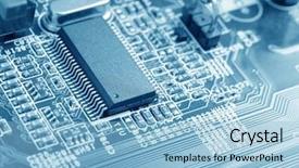  Presentation with hardware computer - Cool new theme with computer hardware - macro electronic circuit board backdrop and a light blue colored foreground