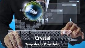  Presentation with touch screen - Presentation theme consisting of computer hardware - presses the keyboard touch screen background and a tawny brown colored foreground