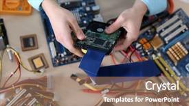  Presentation with hardware computer - PPT layouts having computer hardware in service center background and a coral colored foreground