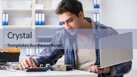  Presentation with hardware computer - Colorful slide deck enhanced with computer hardware repair and fixing backdrop and a  colored foreground