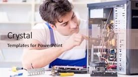  Presentation with hardware computer - Colorful theme enhanced with computer hardware repair and fixing backdrop and a  colored foreground