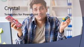  Presentation with hardware computer - Theme having computer hardware repair and fixing background and a  colored foreground