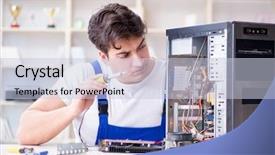  Presentation with hardware computer - Presentation consisting of computer hardware repair and fixing background and a  colored foreground