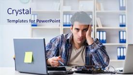  Presentation with hardware computer - Amazing presentation theme having computer hardware repair and fixing backdrop and a  colored foreground