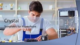  Presentation with computer hardware - Presentation theme featuring computer hardware repair and fixing background and a  colored foreground