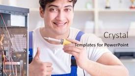  Presentation with computer hardware - Amazing PPT theme having computer-hardware-repair-and-fixing backdrop and a lemonade colored foreground