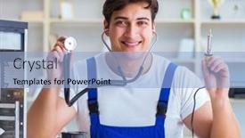  Presentation with hardware computer - PPT theme with computer-hardware-repair-and-fixing background and a light blue colored foreground
