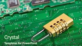  Presentation with hardware computer - Amazing PPT layouts having computer hardware security concept lock backdrop and a ocean colored foreground