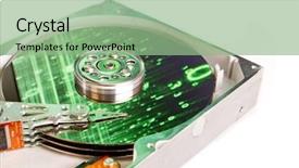  Presentation with hard disk - Theme having computer hardware software - close up of hard disk background and a  colored foreground