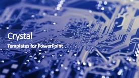  Presentation with processor tech electronic pcb printed - PPT layouts with computer hardware software - wired electronic plate background and a ocean colored foreground