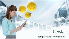  Presentation with servers - Presentation theme enhanced with computer hardwere basically - digital composite of woman background and a sky blue colored foreground
