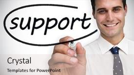  Presentation with support - Presentation design having computer help - businessman writing the word support background and a  colored foreground