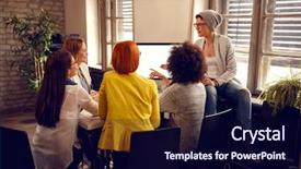  Presentation with computer - Presentation having computer her idea to work background and a navy blue colored foreground