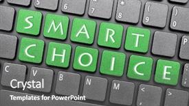  Presentation with choice - Presentation design enhanced with computer icon - green smart choice key background and a gray colored foreground