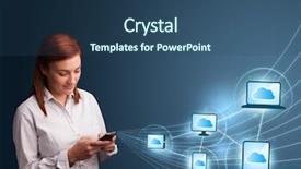  Presentation with healthcare cloud computing - Slide set enhanced with computer icon - pretty young lady typing background and a ocean colored foreground