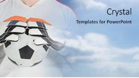  Presentation with impact - Audience pleasing slides consisting of computer impact - digital composite of soccer goalkeeper backdrop and a light blue colored foreground