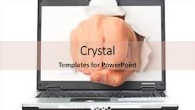  Presentation with laptop - PPT layouts with computer impact - fist from laptop isolated background and a  colored foreground
