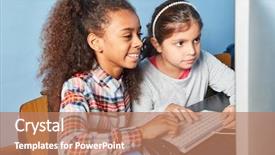  Presentation with learn - Presentation design consisting of computer in computer science background and a coral colored foreground