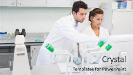  Presentation with laboratory mouse - Presentation theme enhanced with computer in the laboratory background and a light gray colored foreground