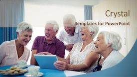  Presentation with seniors - Theme enhanced with computer in the retirement house background and a  colored foreground