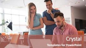  Presentation with human resource - Audience pleasing slide deck consisting of computer in urban alternative backdrop and a coral colored foreground