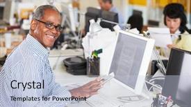  Presentation with man relaxing on massage table - Audience pleasing slide deck consisting of computer industry - man using digital tablet backdrop and a lemonade colored foreground