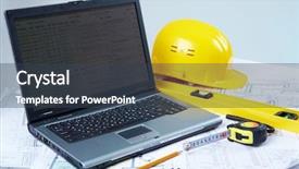  Presentation with architectural - Beautiful PPT layouts featuring computer industry - opened laptop with tools backdrop and a tawny brown colored foreground